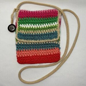 The Sak Hand Crochet Knit Crossbody Bag Purse Multicolor